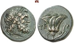 DIE SAMMLUNG DR. W.R., TEIL 4 ASIA MINOR UND CYPRUS (SLG. DR. W. R.: ROMA UNIVERSA, GRIECHEN III). CARIA. RHODOS. Æ-Tetrachalkon, 225 v. Chr.; 6,18 g. Zeuskopf r. mit Lorbeerkranz//Rose. Ashton, The C