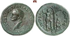 THE SAMEL COLLECTION OF JEWISH COINS AND MEDALS The Aftermaths of the Great Revolt – The Romans' Victory Celebrations and the Humiliation of the Defeated (70-81 CE). Vespasian, 69-79. Æ-Sestertius, 71