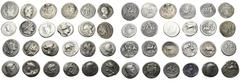 RÖMISCHE MÜNZEN LOTS RÖMISCHER MÜNZEN, Denare der Römischen Republik und der Imperatoren: Enthalten sind 50 Denare unterschiedlichster Magistrate sowie einige imperatorische Prägungen; dazu ein Quinar