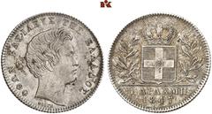 EUROPÄISCHE MÜNZEN UND MEDAILLEN GRIECHENLAND. Otto I., 1832-1862. 1 Drachme 1847, Athen. 4,48 g. Divo 12 g; Karamitsos 108. Sehr seltener Jahrgang. Min. Schrötlingsfehler, sehr schön