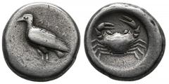 GREEK COINS GREEK COINS SICILIA AKRAGAS. AR-Didrachme, 488/478 v. Chr.; 8,56 g. Adler steht l.//Krebs. Westermark, Akragas 204. Fast sehr schön Erworben im Juni 1959.