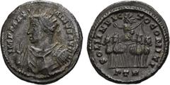 ROMAN COINS ROMAN COINS MÜNZEN DER RÖMISCHEN KAISERZEIT Maximinus II. Daia, 305-313. B-Argenteus, 313/315, Treveri, 16. Emission; 3,18 g. Drapierte Büste l. mit Globus, erhobener Rechten und Strahlenb