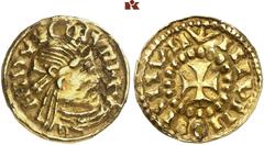 DIE SAMMLUNG GÜNTHER JANSEN, U. A. KAROLINGER. LUDWIG I., DER FROMME, 814-840, KAISER SEIT 814. Friesische Imitationen von Solidi Ludwigs des Frommen. Solidus, um 830/850, Münzstätte in Friesland (Nie