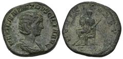 ROMAN COINS MÜNZEN DER RÖMISCHEN KAISERZEIT Traianus Decius, 249-251 für Herennia Etruscilla. Æ-Sesterz, Rom; 19,02 g. Drapierte Büste r. mit Diadem//Pudicitia sitzt l. mit Zepter. Coh. 22; RIC 136 b.
