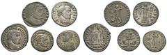 ROMAN COINS MÜNZEN DER RÖMISCHEN KAISERZEIT Licinius I., 308-324. Æ-Follis, 317/320, Nicomedia, 5. Offizin; 2,94 g. a) Drapierte Büste l. mit Lorbeerkranz, Globus, Zepter und Mappa//Jupiter steht l. m