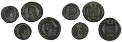 ROMAN COINS MÜNZEN DER RÖMISCHEN KAISERZEIT Constantinus I., 306-337 für Constantius II. Æ-Follis, 325/326, Heraclea, 3. Offizin; 2,73 g. a) Drapierte Büste l. mit Lorbeerkranz//Lagertor, darüber Ster