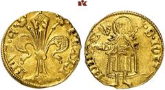 EUROPÄISCHE MÜNZEN UND MEDAILLEN FRANKREICH/FEODALES. CAMBRAI. Pierre IV. de André, 1349-1366. Florin d'or o. J. Florentiner Typ. 3,62 g. Lilie//St. Johannes mit segnender Rechten und Kreuzstab steht 