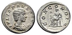 ROMAN COINS MÜNZEN DER RÖMISCHEN KAISERZEIT Antoninus IV. Elagabal, 218-222 für Julia Paula. AR-Denar, Rom; 2,93 g. Drapierte Büste r.//Concordia sitzt l. mit Patera, davor Stern. BMC 172; Coh. 6; RIC