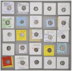 ROMAN COINS LOTS RÖMISCHER MÜNZEN Römische Silbermünzen: Enthalten sind römische Prägungen von der Republik bis Carausius, in den gängigen Nominalen (29x Denare, 1x AR-Quinar, 21x Antonininane). Beson
