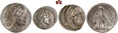 ÄGYPTEN UND ROM AEGYPTUS. LOTS PTOLEMÄISCHER MÜNZEN Enthalten sind Prägungen in Silber und Bronze von Ptolemaios I. bis XII. a) Ptolemaios I., AR-Tetradrachme, Alexandria; 13,56 g. SNG Cop. 109. b) Pt