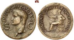ÄGYPTEN UND ROM MÜNZEN DER RÖMISCHEN KAISERZEIT. Gaius Caligula, 37-41. - für Divus Augustus. Æ-Dupondius, Rom; 15,63 g. Kopf l. mit Strahlenbinde//Augustus sitzt l. mit Zweig. BMC 88; Coh. 87; RIC² 5