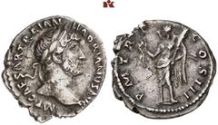 ÄGYPTEN UND ROM MÜNZEN DER RÖMISCHEN KAISERZEIT. Hadrianus, 117-138. AR-Quinar, 118, Rom; 1,57 g. Kopf r. mit Lorbeerkranz, l. drapiert//Victoria steht l. mit Kranz und Palmzweig. BMC 229; Coh. 1128; 