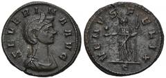 ROMAN COINS MÜNZEN DER RÖMISCHEN KAISERZEIT Aurelianus, 270-275 für Severina. Æ-Denar, 275, Rom, 5. Offizin, 11. Emission; 2,58 g. Drapierte Büste r.//Venus steht l. mit Cupido und Zepter. CBN 285 ff.