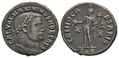 ROMAN COINS MÜNZEN DER RÖMISCHEN KAISERZEIT Maximinus II. Daia, 305-313. Æ-Follis, 308/313, Alexandria, 1. Offizin; 6,61 g. Kopf r. mit Lorbeerkranz//Genius steht l. mit Patera und Füllhorn. RIC 78. H