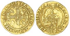 EUROPEAN COINS AND MEDALS BELGIUM FLANDERN Philipp der Schöne, 1482-1506. Florin d'or au St. Philippe o. J. (1500-1506), Brügge. 3,1 g. Delm. 510; Fb. 201; Vanhoudt 147 BG (R2). GOLD. Min. Fassungsspu