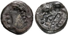CELTIC COINS GALLIA SEQUANI. AR-Quinar, 100/50 v. Chr.; 1,82 g. Kopf l./Pferd l. Delestrée/Tache vergl. 3248. Knapper Schrötling, sehr schön