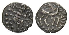 CELTIC COINS GERMANIA ANONYM. AR-Quinar, 30 v. Chr./10 n. Chr.; 1,33 g. "Tanzendes Männlein" mit Torques und Schlange//Pferd r., Kopf zurückgewandt. Schulze-Forster Gruppe III B-C; Slg. Flesche -, ver