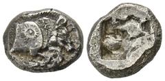 GREEK COINS LYCIA Frühdynastische Prägungen. AR-Stater, 500/460 v. Chr.; 9,65 g. Eberprotome r. mit Sonnensymbol auf der Schulter//Unregelmäßiges Incusum. BMC -; SNG Cop. -; SNG v. Aulock -; Vismara I