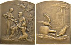 MEDAILLEN AKT UND EROS IN DER NUMISMATIK TRADITIONEN DER ANTIKE Anakreon. Bronzeplakette o. J. (1908), von Georges Dupré und Pierre Charles Eugène Lenoir. Werbung für den Coca-Wein "Coca Mariani". Unt
