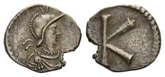 BYZANTINE COINS BYZANZ Iustinianus I., 527-565. AR-1/3 Siliqua, 530/580, Constantinopolis; 0,95 g. Drapierte Büste der Constantinopolis r. mit Helm//K. Bendall, Anonymous Silver Coinage of the 4th to 