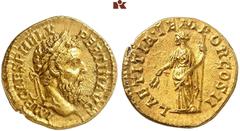RÖMISCHE MÜNZEN MÜNZEN DER RÖMISCHEN KAISERZEIT. Pertinax, 193. AV-Aureus, Rom; 7,07 g. Kopf r. mit Lorbeerkranz//Laetitia steht l. mit Kranz und Zepter. BMC 7; Calicó 2383; Coh. 29; Lempereur 78; RIC