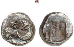 GRIECHISCHE MÜNZEN IN SCHÖNEN ERHALTUNGEN - DIE SAMMLUNG DR. GUY SYLVAIN PAUL BASTIN TROAS. KEBREN. AR-Obol, 5. Jahrhundert v. Chr.; 0,55 g. Widderkopf l.//Incusum. Klein 312. Vorzüglich Exemplar der 