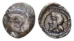 GREEK COINS LYCIA Unbestimmter Dynast. AR-Tritetartemorion, 430/400 v. Chr.; 0,43 g. Athenakopf l. (!) mit attischem Helm//Kopf l. mit Kyrbasia. Müseler VI, 66 (dies Exemplar, dort mit irrtümlicher Av