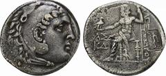 GREEK COINS LYCIA PHASELIS. AR-Tetradrachme (Alexandreier), Jahr 24 (= 189/188 v. Chr.); 16,42 g. Herakleskopf im Löwenfell r.//Zeus Aetophoros sitzt l., davor ΑΣ und ΚΔ, unter dem Thron Adler, r. rec