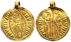 WORLD COINS AND MEDALS WORLD COINS AND MEDALS INDIA SÜD-INDIEN Checkeen (Zecchino) nach venezianischem Typ o. J. (15./19. Jahrhundert). 2,86 g. Münzschmuck. GOLD. Gehenkelt, vorzüglich Exemplar der Au