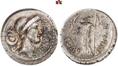 ANTIKE MÜNZEN AUS DER SAMMLUNG ANNEMARIE UND GERD KÖHLMOOS RÖMISCHE MÜNZEN. DEIN DENAR MIT DEM PORTRÄT VON JULIUS CAESAR. C. Julius Caesar, † 44 v. Chr AR-Denar, 44 v. Chr., Rom, L. Aemilius Buca; 3,6