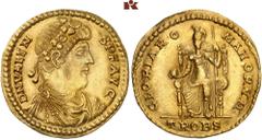 RÖMISCHE, BYZANTINISCHE & ORIENTALISCHE MÜNZEN RÖMISCHE MÜNZEN. MÜNZEN DER RÖMISCHEN KAISERZEIT. Valens, 364-378 AV-Medaillon zu 4 1/2 Solidi, 375/378, Treveri; 20,39 g. D N VALEN - S P F AVG Drapiert