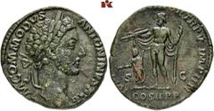 ROMAN COINS ROMAN COINS MÜNZEN DER RÖMISCHEN KAISERZEIT Commodus, 177-192. Æ-Sesterz, 180, Rom; 19,98 g. Kopf r. mit Lorbeerkranz//Jupiter steht l. mit Zepter und hält Blitz über die l. stehende Gesta