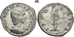 ROMAN COINS ROMAN COINS MÜNZEN DER RÖMISCHEN KAISERZEIT Antoninus IV. Elagabal, 218-222 für Julia Soaemias. AR-Denar, Rom; 3,02 g. Drapierte Büste r.//Juno steht r. mit Zepter und Palladium. BMC 40; C
