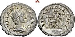 ROMAN COINS ROMAN COINS MÜNZEN DER RÖMISCHEN KAISERZEIT Antoninus IV. Elagabal, 218-222 für Julia Paula. AR-Denar, Antiochia; 3,15 g. Drapierte Büste r.//Concordia sitzt l. mit Patera und Doppelfüllho