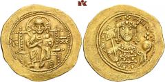 BYZANTINE COINS BYZANTINE COINS BYZANZ Michael VII., 1071-1078. AV-Histamenon (Scyphat), Constantinopolis; 4,38 g. Christus thront v. v.//Büste v. v. mit Labarum und Kreuzglobus. DOC 1; Sear 1869. Übl