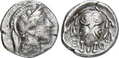 GREEK COINS ATTICA ATHEN. AR-Triobol, 390/295 v. Chr.; 2,01 g. Athenakopf r. mit attischem Helm//Eule steht v. v. zwischen Olivenzweigen. SNG München 106 f. Sehr schön Erworben vor 1995.