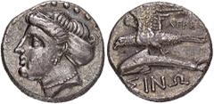 GREEK COINS PAPHLAGONIA SINOPE. AR-Drachme, 330/300 v. Chr., Magistrat Agreus; 4,87 g. Nymphenkopf l.//Adler l. auf Delphin. SNG BM 1481 ff. Feine Tönung, fast vorzüglich Aus einer 2006 abgeschlossene