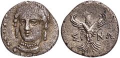 GREEK COINS PAPHLAGONIA SINOPE. AR-1/4 Drachme 330/250 v. Chr.; 1,42 g. Nymphenkopf v. v.//Adler v. v. Hoover 396; SNG BM 1498. Feine Tönung, sehr schön-vorzüglich Aus einer 2006 abgeschlossenen Samml