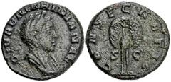 ROMAN COINS MÜNZEN DER RÖMISCHEN KAISERZEIT Valerianus, 253-260 für Diva Mariniana. Æ-As, 256, Rom; 10,41 g. Drapierte Büste r. mit Schleier und Diadem//Pfau v. v. Coh. 8; MIR 224; RIC 11. R Fast sehr