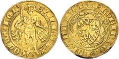 EUROPEAN COINS AND MEDALS THE NETHERLANDS HOLLAND Grafschaft. Wilhelm V. von Bayern, 1350-1389. Goldgulden (Florin d'or) o. J. (1378-1385). 3,43 g. Delm. 725; Fb. 105; Grolle 17.9.1. GOLD. Fassungsspu