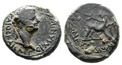 Roman Provincial Lydia, Philadelphia. Caligula. AE (16,6 mm. 2,6 g.). AD 37-41. GAIOC KAICAR GERMANIKOC, laureate head right. Rev. ARTEMWN ERMOGENOYC NEOKAICAREWN, panther prowling right, head turned 