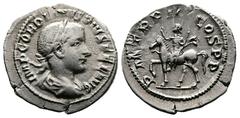 Roman Empire Gordian III, 238-244 AD. AR Denarius (21 mm, 3,77 g.). Rome, 240 AD. IMP GORDIANVS PIVS FEL AVG Laureate, draped and cuirassed bust of Gordian III to right. Rev. P M TR P III COS P P Gord