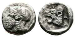 Greek Troas, Assos, circa. 450-400 BC. AR Triobol or Hemidrachm (12 mm, 2,89 g.). Helmeted head of Athena left. Rev. Head of lion left; AΣΣOON around; all within incuse square. Traité II 2304. Nearly 