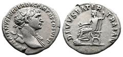 Roman Imperial Trajan, 98-117 AD. AR Denarius (19 mm, 3,23 g.), Rome, 112-113 AD. IMP TRAIANVS AVG GER DAC P M TR P COS VI P P Laureate bust of Trajan to right, with slight drapery on his left shoulde