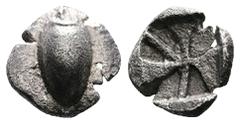 Greek Islands off Attica. Aegina, circa 510-490 BC. AR Obol (9.2 mm, 0.70 g.). Sea turtle, head in profile. Rev. Incuse square with 'Union Jack' pattern. Wartenberg, ‘A Hoard of Archaic Obols of Aegin