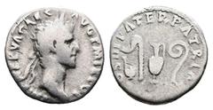 Roman Imperial Nerva, 96-98. AR Denarius (16.7 mm, 3.16 g.), Rome, AD 97. IMP NERVA CAES AVG P M TR POT II, laureate head of Nerva to right. Rev. COS III PATER PATRIAE, Priestly implements: simpulum, 