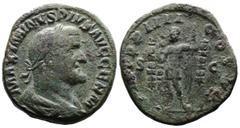 Roman Imperial Maximinus I Thrax, 235-238. AE Sestertius (28.3 mm, 18.77 g.), Rome mint, AD 238. MAXIMINVS PIVS AVG GERM, laureate and draped bust of Maximinus I to right. Rev. PM TRP IIII COS PP, S –
