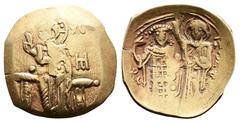 Byzantine Empire John III Ducas-Vatatzes, 1222-1254. Gold Hyperpyron. (22,5 mm, 3.99 g.). Magnesia mint. Christ, nimbate, seated facing on throne, wearing tunic and pallium, raising his right hand in 