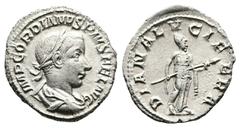 Roman Imperial Gordian III, AD 238 – 244. AR Denarius (18.8 mm, 3.13 g.). Rome mint, AD 241-242. IMP GORDIANVS PIVS FEL AVG, laureate, draped and cuirassed bust of Gordian III to right, seen from behi