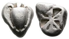 Greek Islands off Attika. Aegina, circa 525-480 BC. AR Stater (Silver, 17.3 mm, 11.71 g). Sea turtle, head in profile. Rev. Incuse square of 'Union Jack' pattern with four sections filled. Meadows, Ae